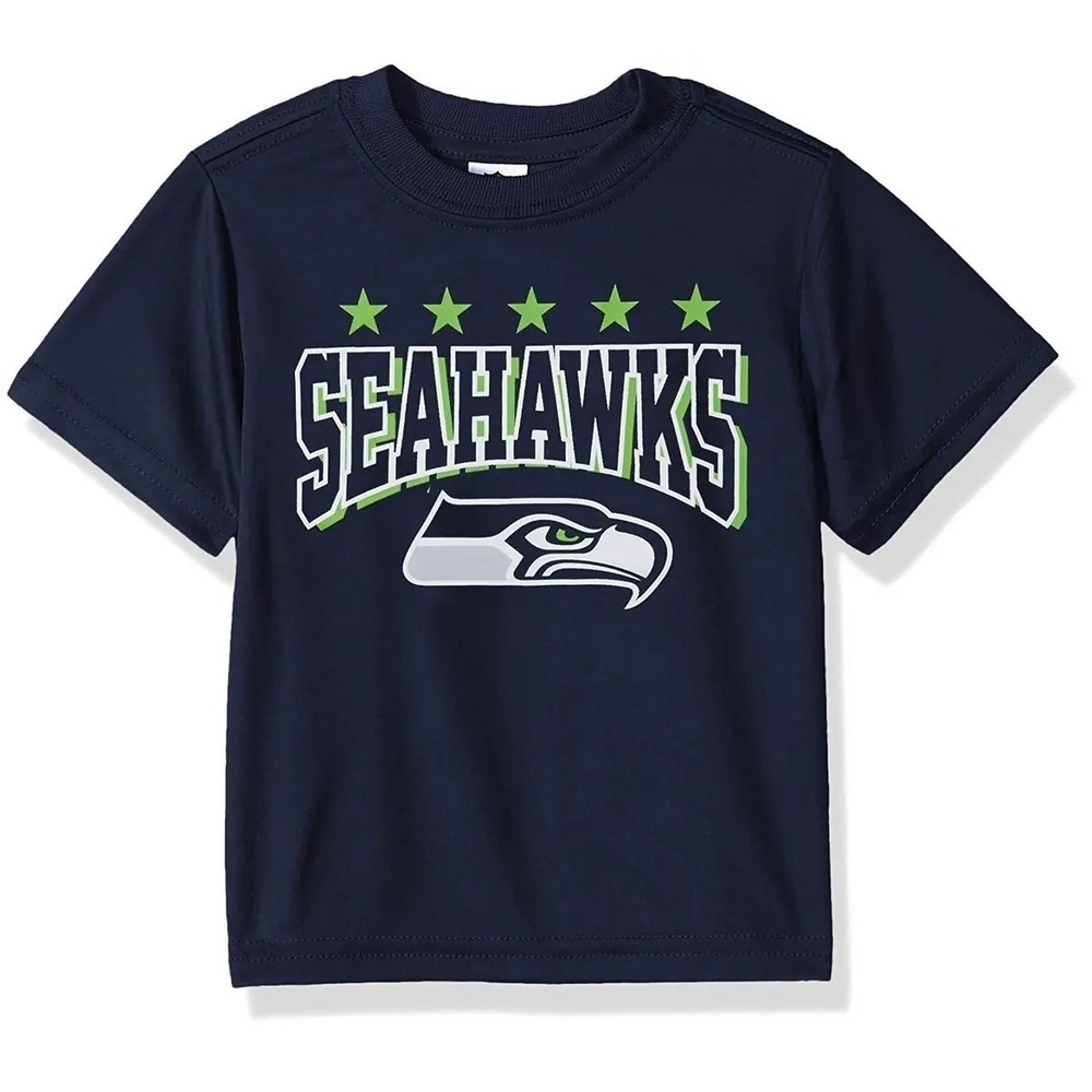 NFL Seattle Seahawks T-Shirt Logo On Blue Short Sleeve Size